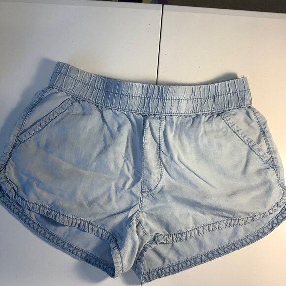 💙 American Eagle Blue Chambray Shorts – Size S – Elastic Waist Lyocell - Picture 1 of 13